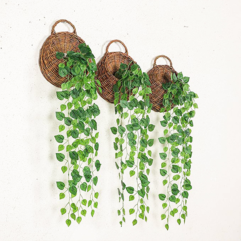 Wedding Hampers - Artificial Basket Rattan Hanging Plants Ivy