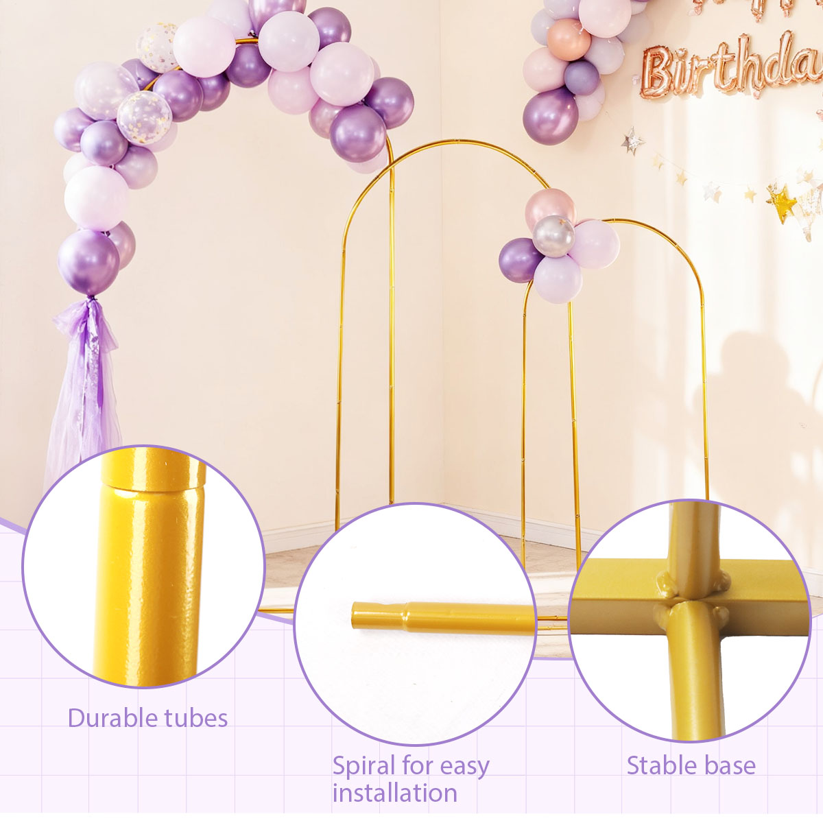 3Pack Golden Metal Arch Kits,  - Wedding Balloon Arch 리뷰 및 가격